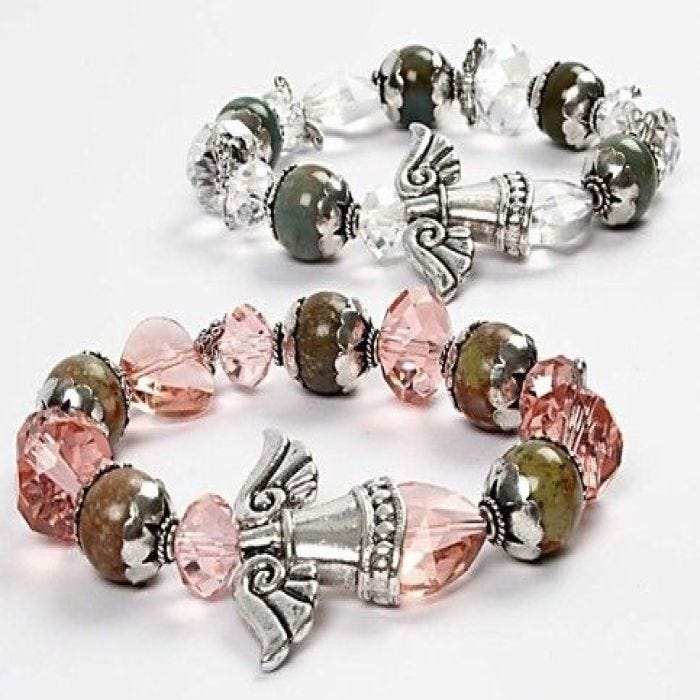 A Bracelet with an Angel and Facetted Beads