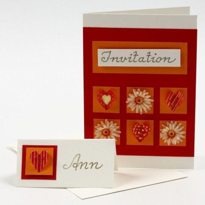 A Greeting Card with 3D Hearts and Flowers