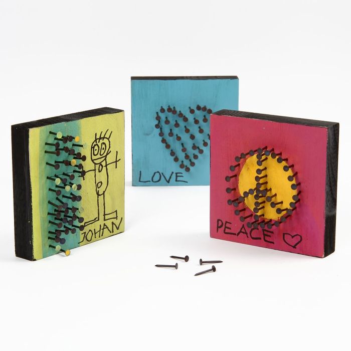 A Wood Icon Plate with Nails