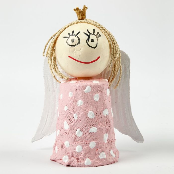 Engel af gips på papkrus