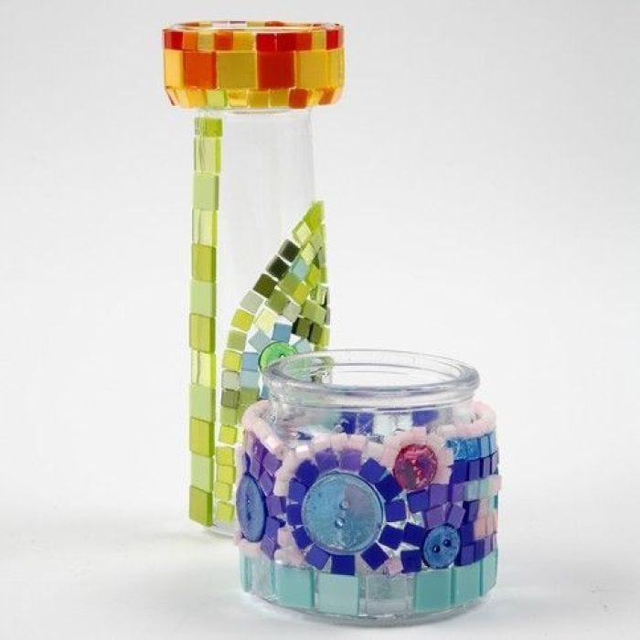 Glass with Colourful Mini Mosaic Tiles