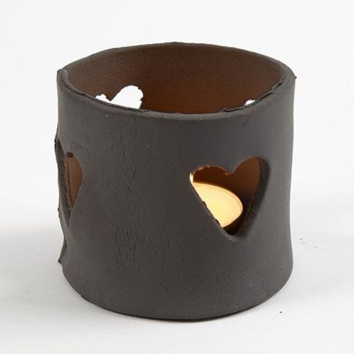 A Candle Holder made from Black Self-Hardening Clay