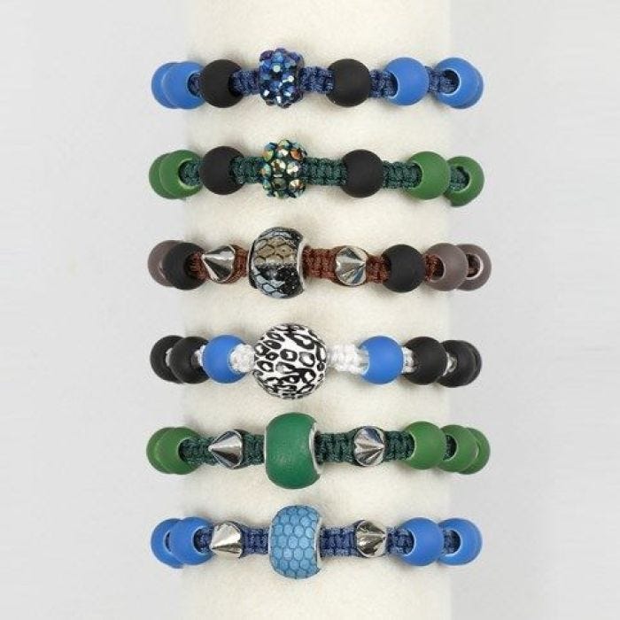 A braided Bracelet with Beads and Rivets
