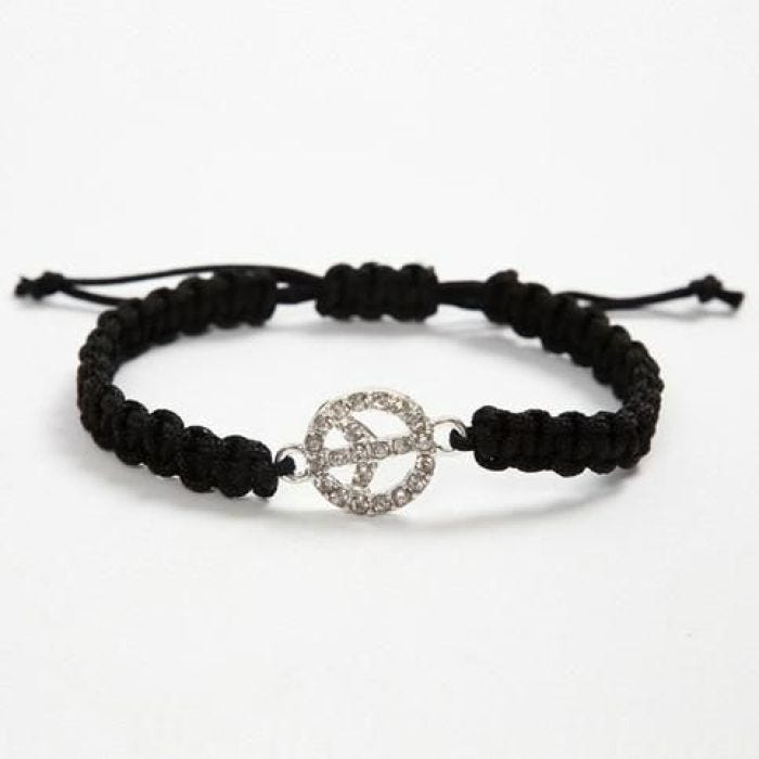 Bracelet macramé avec signe de Paix en argent