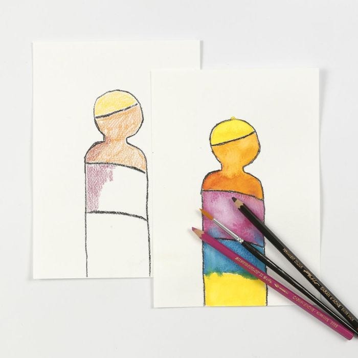 Crayons de couleur aquarellables mis en pratique