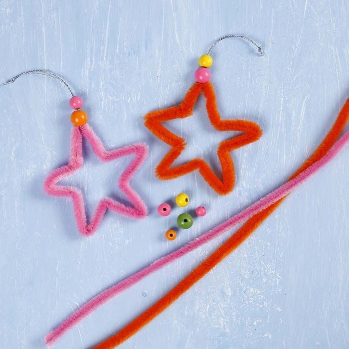 Stars made from coloured Pipe Cleaners