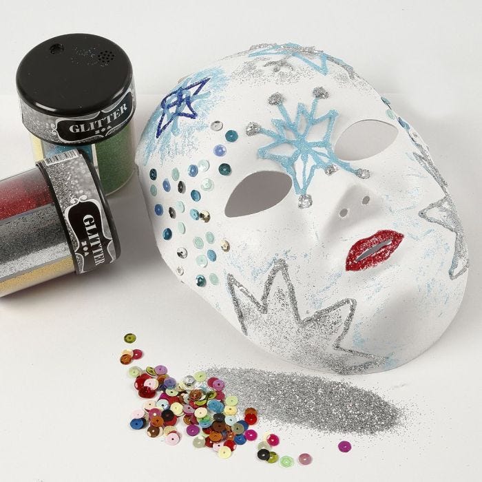 Masque visage complet avec paillettes sur dessins