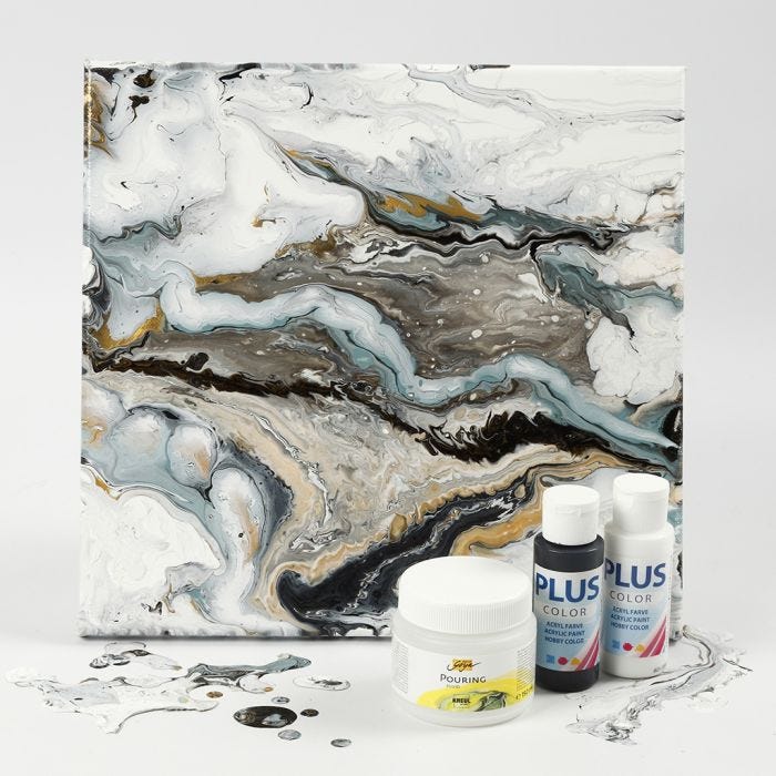 Technique de peinture fluide sur une toile avec de la peinture acrylique et du Pouring-Fluid