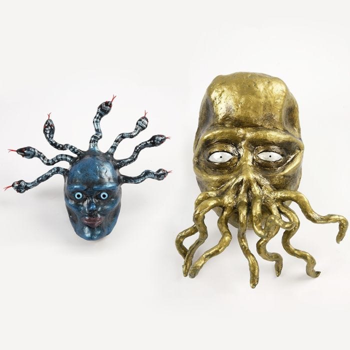 Medusa and the Tentacle Monster from Papier-Mâché, Silk Clay and Pipe Cleaners