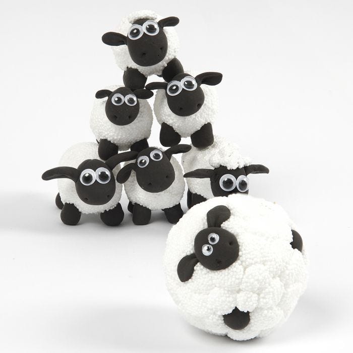 Mini jeu de quilles Shaun le Mouton en pâte Foam Clay et Silk Clay