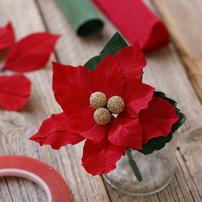 Poinsettia en papier crépon