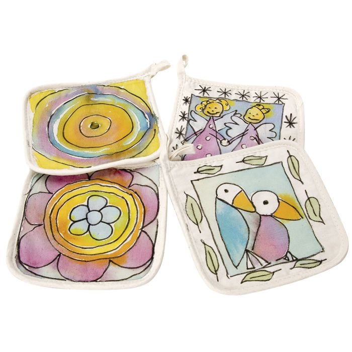 Lovely potholders with silk paint