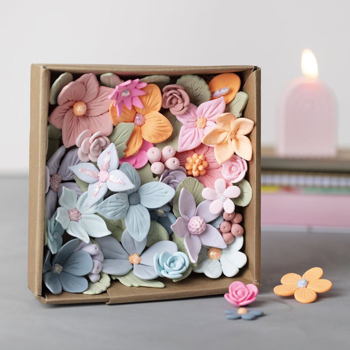 Boîte à fleurs en Silk Clay® et Glitter clay