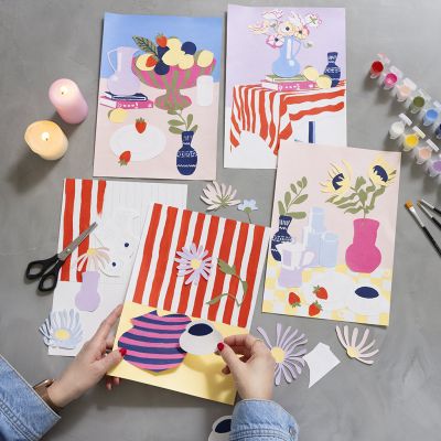 Collages sur toile colorés