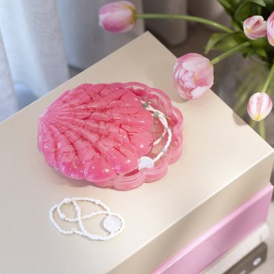 Plat coquille en biorésine transparente avec couvercle effet marbré