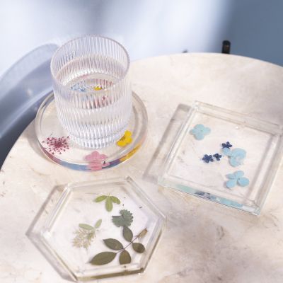 Dessous de verre en biorésine transparente