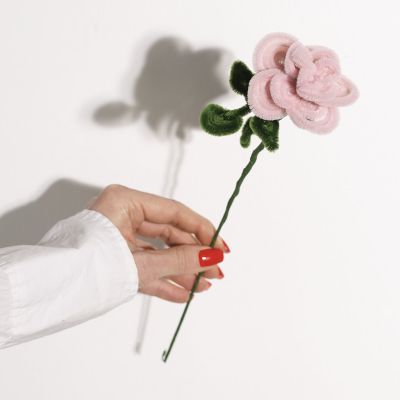 Rose en fil chenille