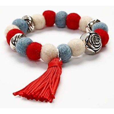 A Bracelet with Wool Beads