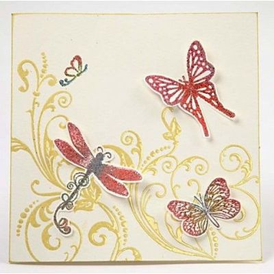 A Card with Heat Embossed Stamp Printing