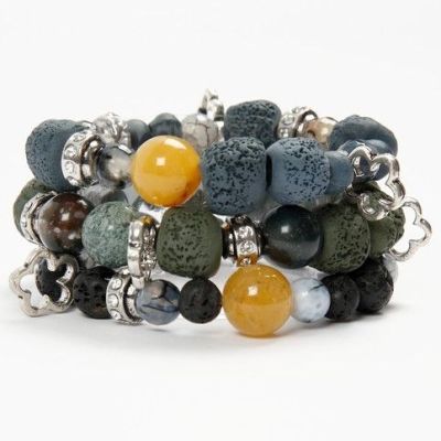A Bracelet with Ceramic and Silver Beads