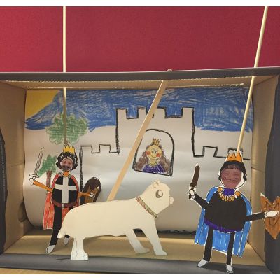 Un th&eacute;&acirc;tre de marionnettes dans une bo&icirc;te &agrave; chaussures