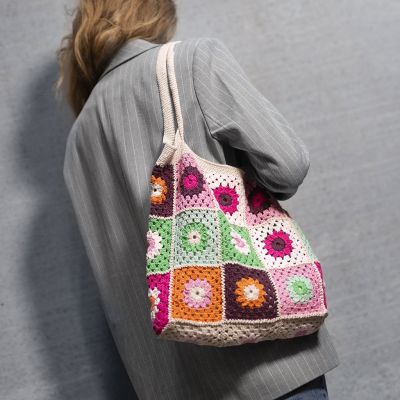 Sac carré grand-mère en crochet