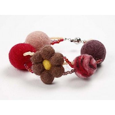 A Bracelet with Wool Beads