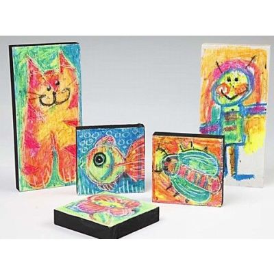 Icônes en bois avec des pastels à lhuile