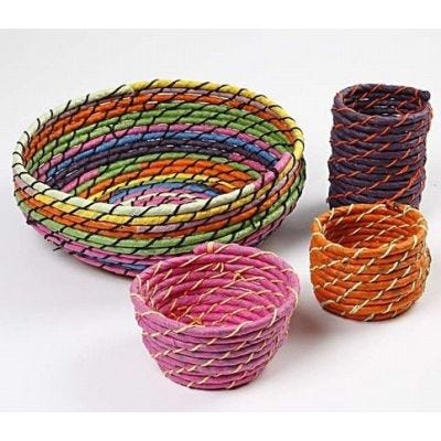 Coiled Basket Weaving bound together with stitches
