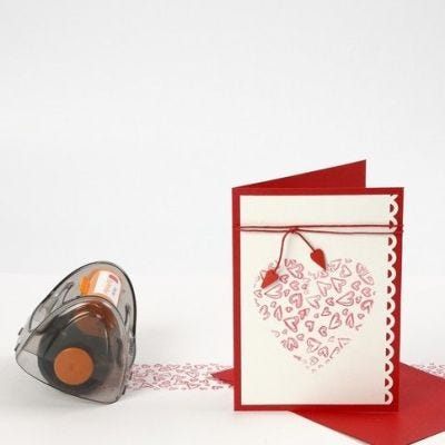 A Table Cloth and a Greeting Card with printed Hearts