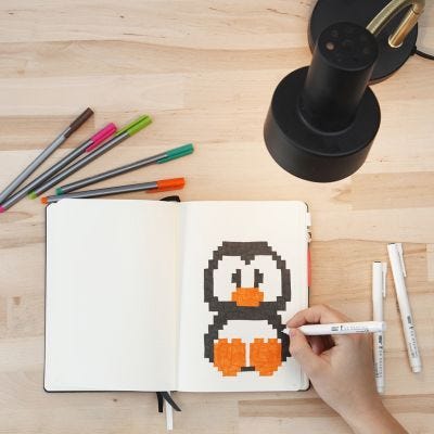 De l'art pixel dans votre bullet journal ou bujo