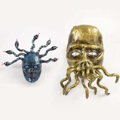 Medusa and the Tentacle Monster from Papier-Mâché