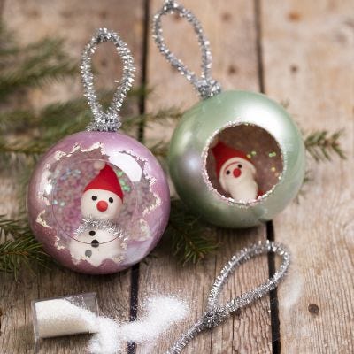 Christmas baubles decorated with Art Metal paint