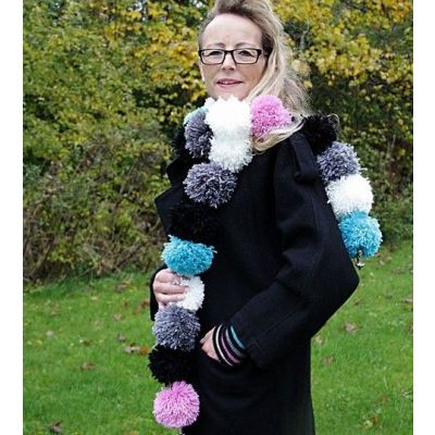A Pom-Pom Scarf and Wrist Warmers