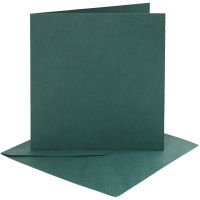 Cartes et enveloppes, dimension carte 15,2x15,2 cm, dimension enveloppes 16x16 cm, 230 gr, vert foncé, 4 set/ 1 Pq.