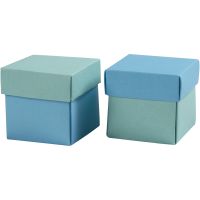 Boîte pliante, dim. 5,5x5,5 cm, 250 gr, turquoise clair/turquoise, 10 pièce/ 1 Pq.
