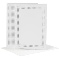 Carte pour broderie, dimension carte 10,5x15 cm, dimension enveloppes 11,5x16,5 cm, blanc, 6 pièce/ 1 Pq.