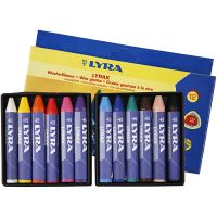 Crayon de cire Lyra, L: 9 cm, ép. 15 mm, 12 pièce/ 1 Pq.
