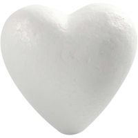 Coeurs en polystyrène, H: 8 cm, blanc, 50 pièce/ 1 Pq.