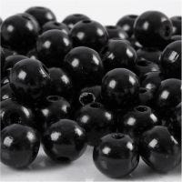 Perles en bois, d 12 mm, diamètre intérieur 3 mm, noir, 22 gr/ 1 Pq.