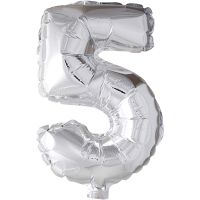 Ballon en aluminium, 5, H: 41 cm, argent, 1 pièce