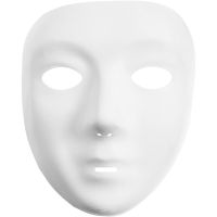 Masque visage , H: 17,5 cm, L: 14 cm, blanc, 1 pièce