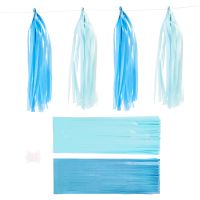 Pompons en papier, dim. 12x35 cm, 14 gr, bleu, bleu clair, 12 pièce/ 1 Pq.
