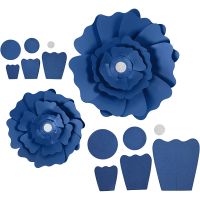 Fleurs en papier, d 15+25 cm, 230 gr, bleu, 2 pièce/ 1 Pq.