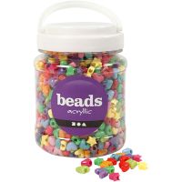 Perles plastique Novelty, d 10 mm, diamètre intérieur 3,5 mm, ass. de couleurs, 700 ml/ 1 boîte, 400 gr