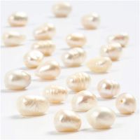 Perles d'eau douce, d 4 mm, diamètre intérieur 1 mm, nacré, 40 cm/ 1 rang