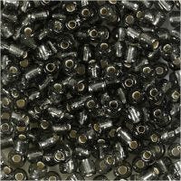 Perles de rocaille, d 4 mm, dim. 6/0 , diamètre intérieur 0,9-1,2 mm, gris transparent, 25 gr/ 1 Pq.