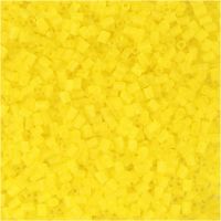 Rocailles 2-cut, d 1,7 mm, dim. 15/0 , diamètre intérieur 0,5 mm, jaune transparent, 25 gr/ 1 Pq.