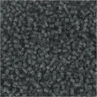 Rocailles, 2-cut, d 1,7 mm, dim. 15/0 , diamètre intérieur 0,5 mm, gris transparent, 500 gr/ 1 sac