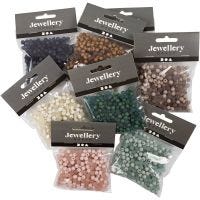 Perles en plastique, d 6 mm, diamètre intérieur 1,5 mm, Le contenu peut varier , couleurs assorties, 8x40 gr/ 1 Pq.